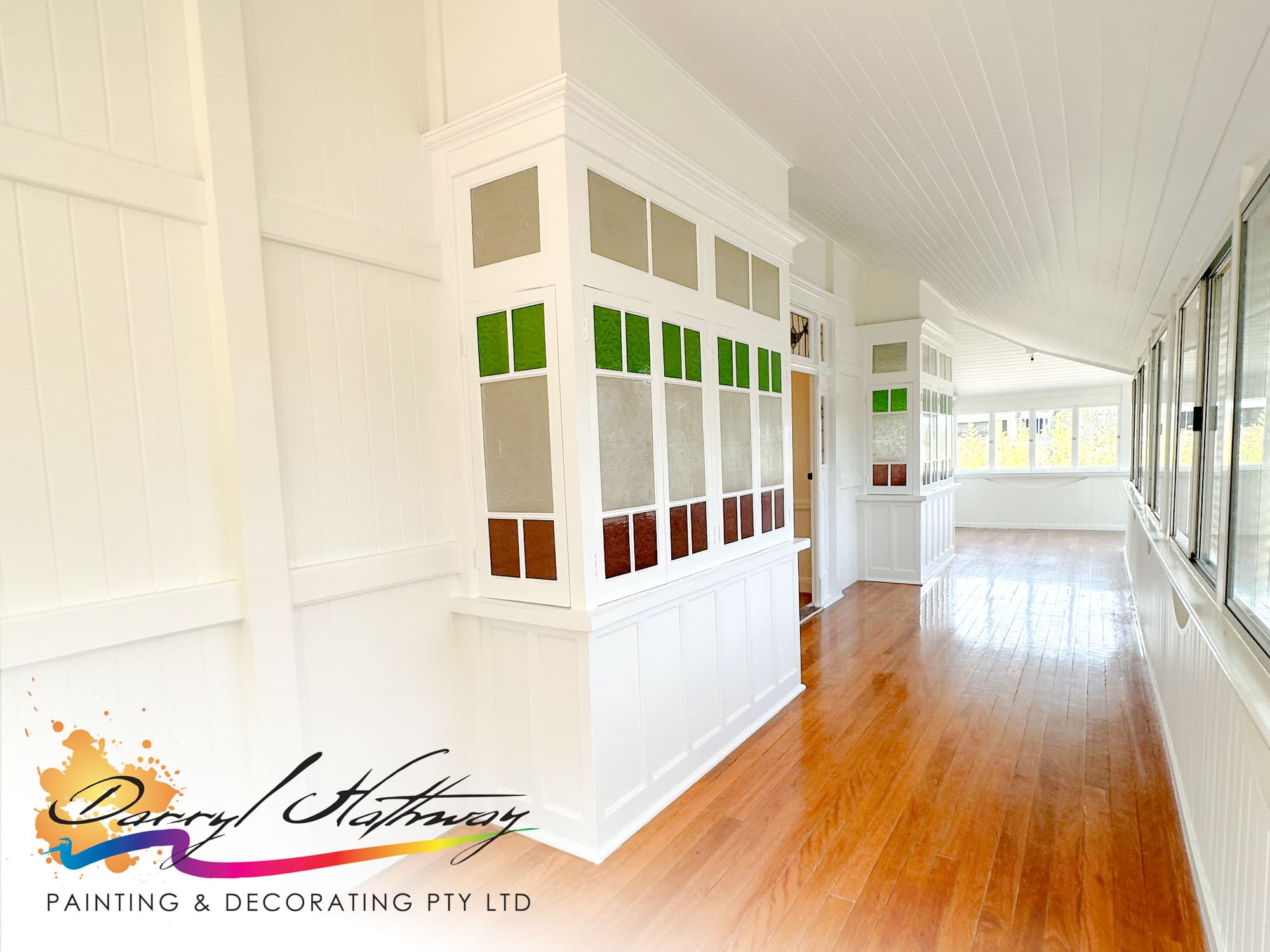Cavendish Road, Coorparoo – Interior, deck restoration and house painters and interior painting and lead paint removal and timber staining and restoration by DHPainting